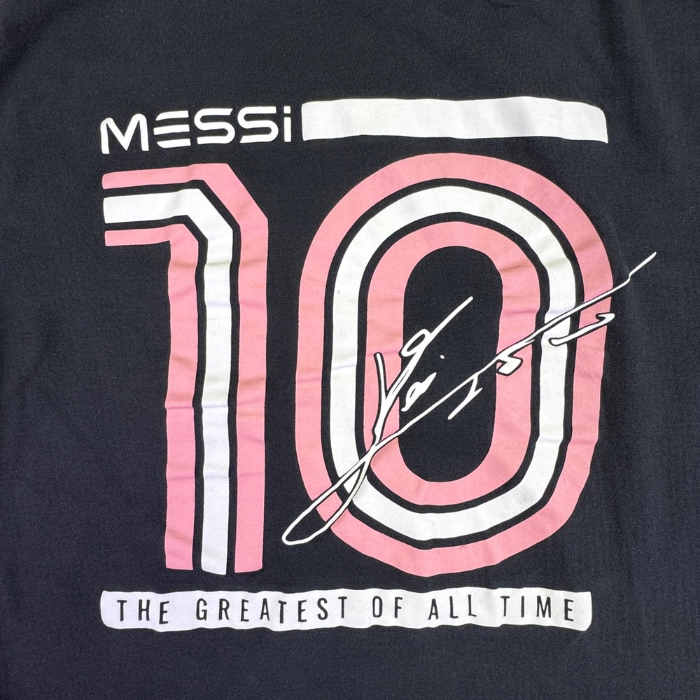 Messi Collection Shirt Men's Large Soccer GOAT Football Black 10 Signature